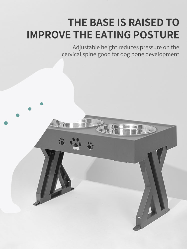 Dog Bowl Feeder Stainless Steel Folding Table