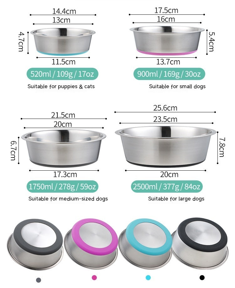 Silicone Pet Food Bowl Stainless Steel