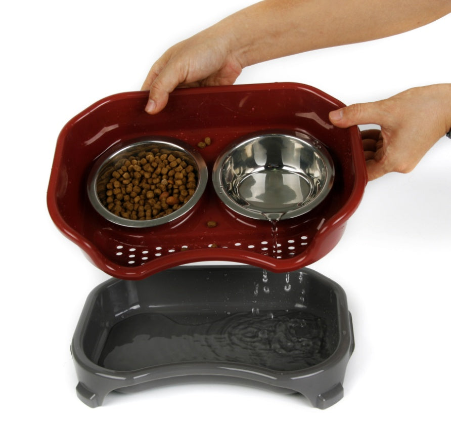 Dog or Cat bowl double basin splash-proof