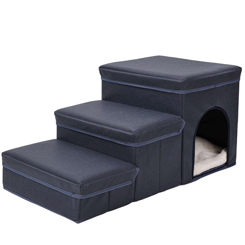 Cat Kennel Cage with Dog Stairs Upper Bed