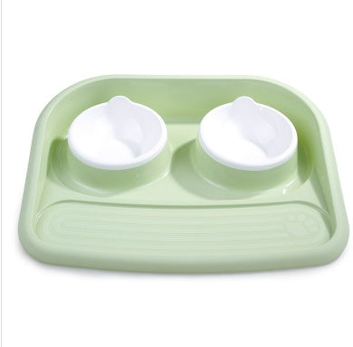 Dog Feeder Anti-skid, Double Bowl Anti-knocking Mat