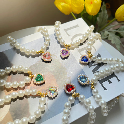 Cat or Dog Pearl Necklace Retro Love Crystal Pendant