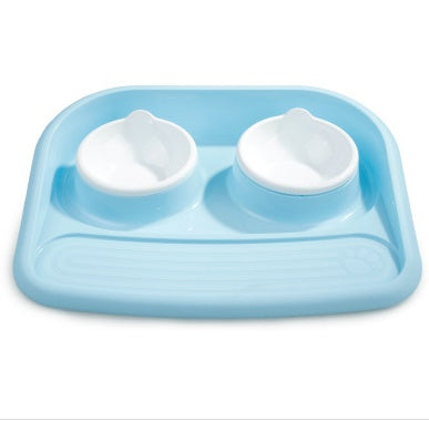Dog Feeder Anti-skid, Double Bowl Anti-knocking Mat