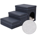 Cat Kennel Cage with Dog Stairs Upper Bed
