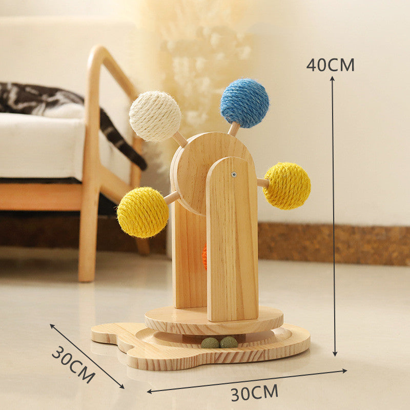 Solid Wood Rotary Ferris Wheel Cat Scratch Board