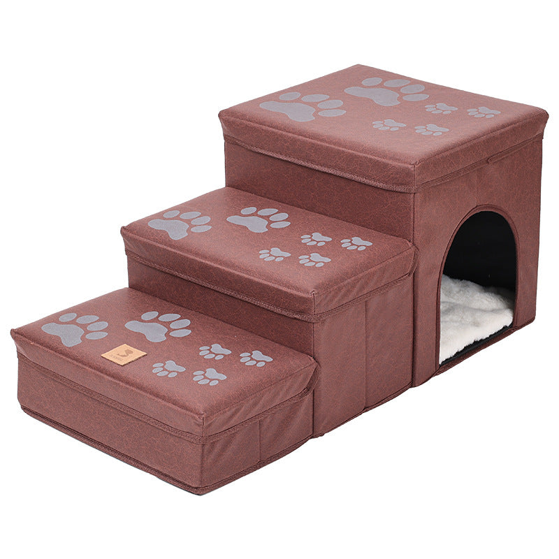 Cat Kennel Cage with Dog Stairs Upper Bed