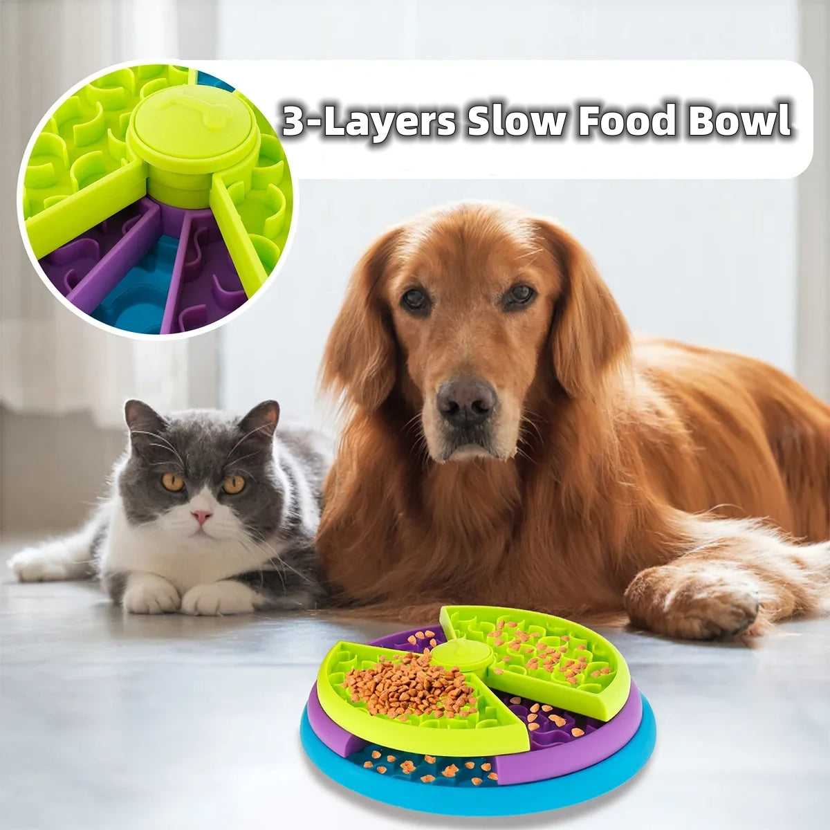 Playfully Slow Food Bowl Anti Choking for Cats, Dogs