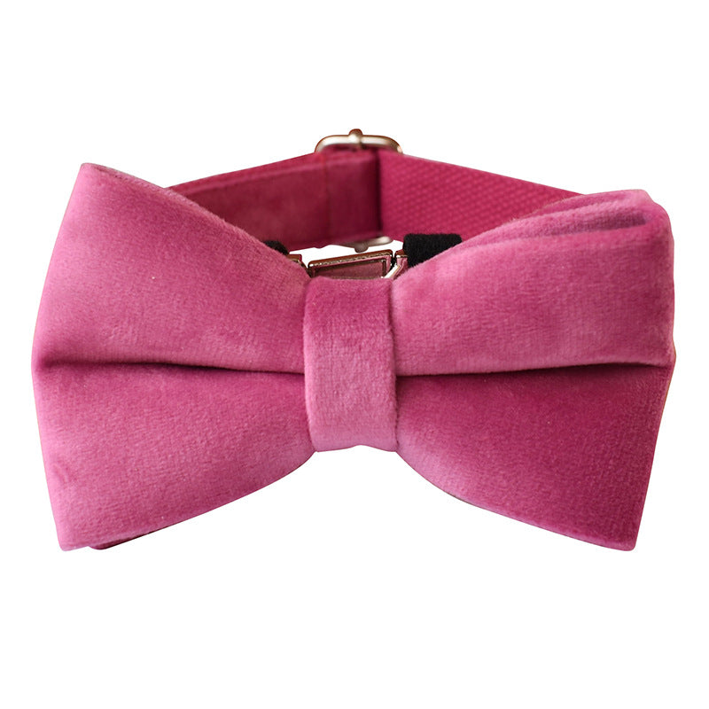 Rose Red Velvet Dog Collar Bow Tie and Leash