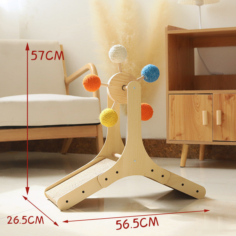 Solid Wood Rotary Ferris Wheel Cat Scratch Board