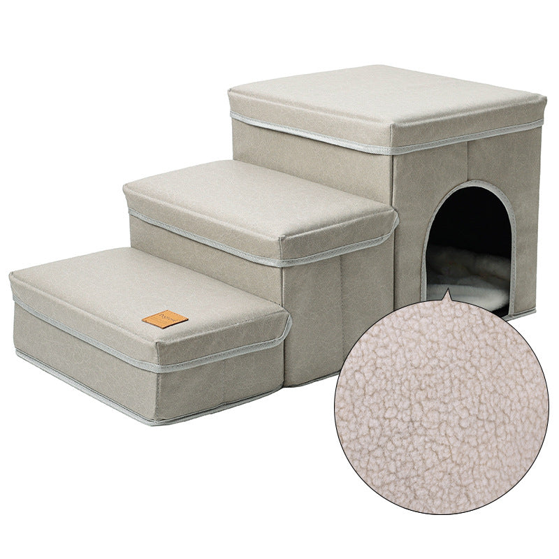 Cat Kennel Cage with Dog Stairs Upper Bed
