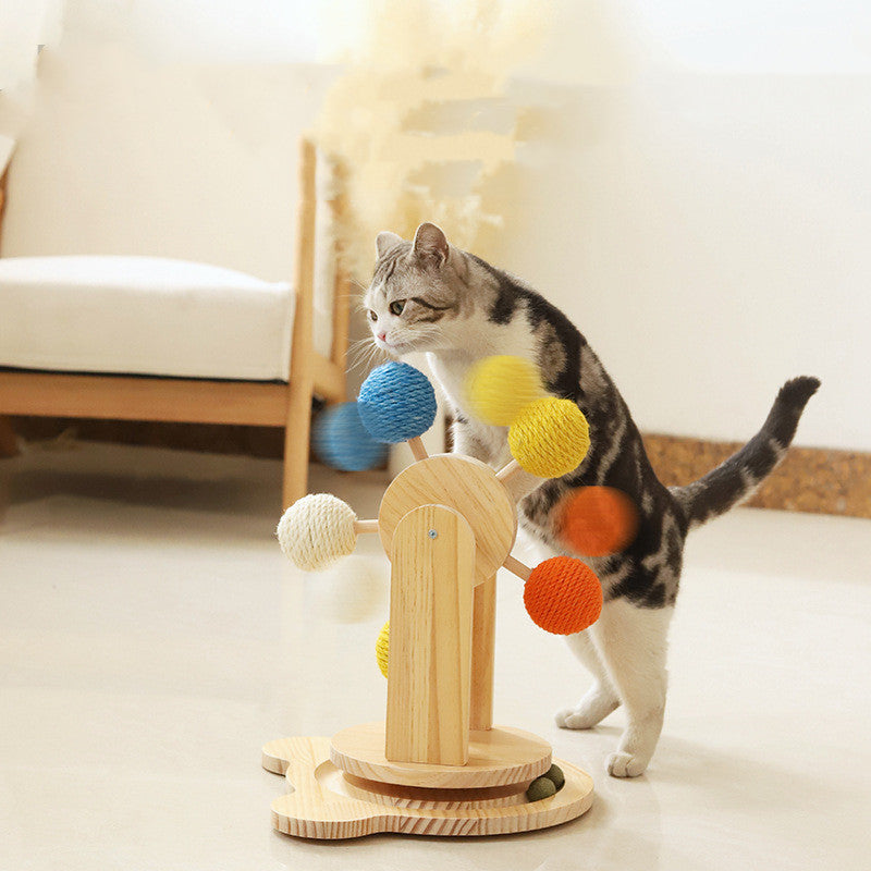 Solid Wood Rotary Ferris Wheel Cat Scratch Board