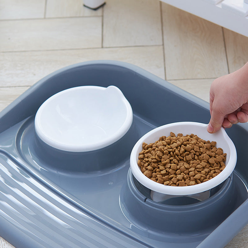 Dog Feeder Anti-skid, Double Bowl Anti-knocking Mat