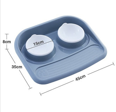Dog Feeder Anti-skid, Double Bowl Anti-knocking Mat
