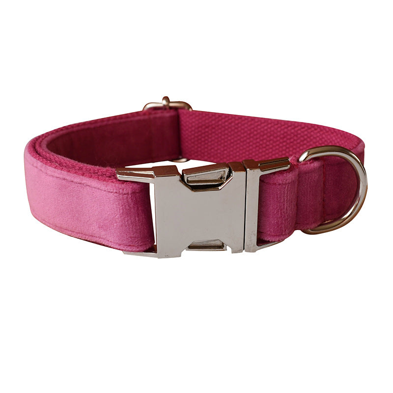 Rose Red Velvet Dog Collar Bow Tie and Leash
