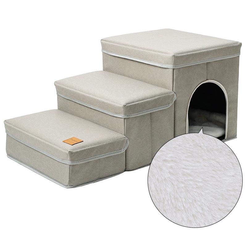 Cat Kennel Cage with Dog Stairs Upper Bed