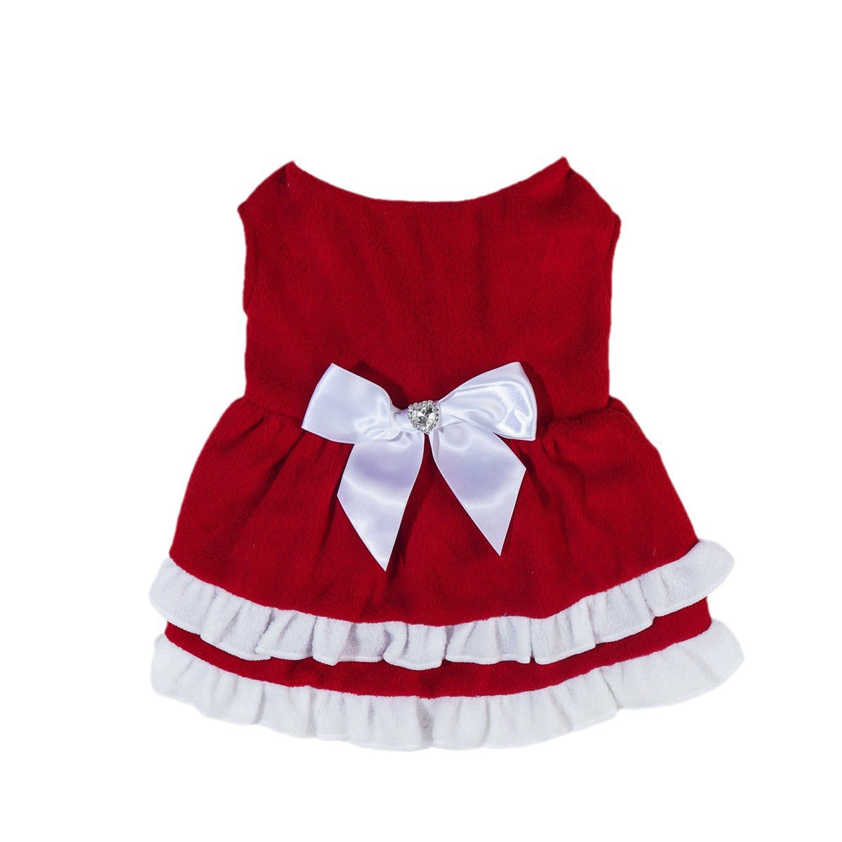 Christmas Bow Fleece Princess Dress Cat or Dog