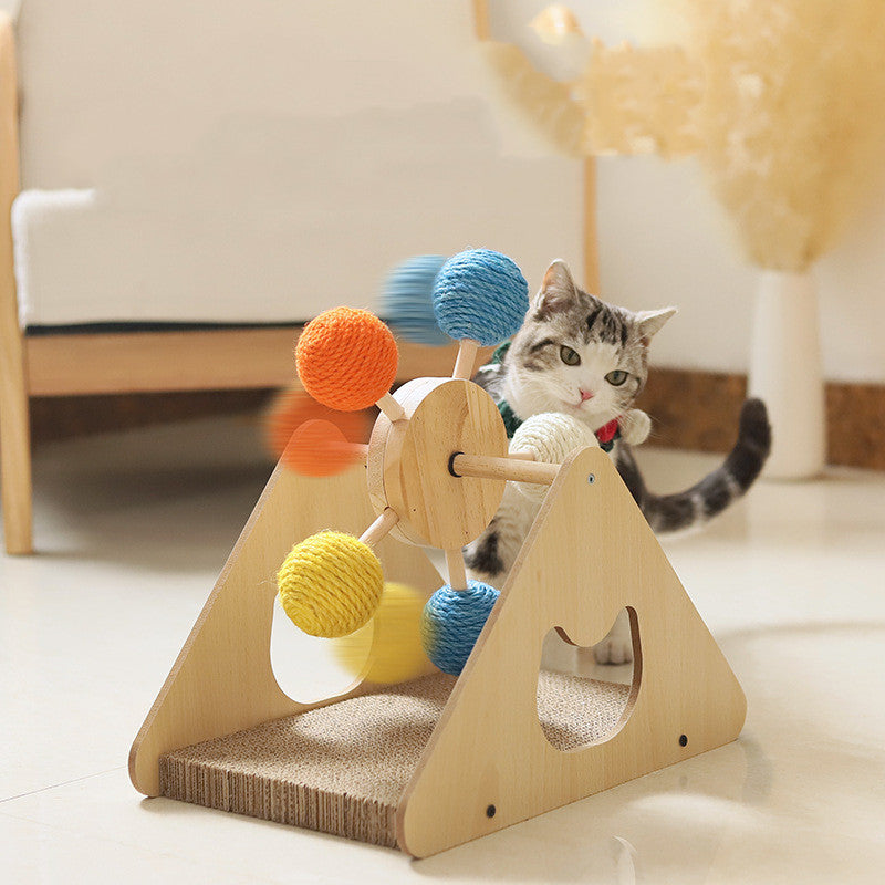 Solid Wood Rotary Ferris Wheel Cat Scratch Board