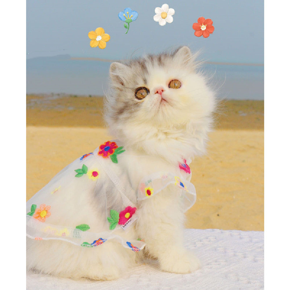 Mesh Flower Embroidery Dress for Cat or Dogs