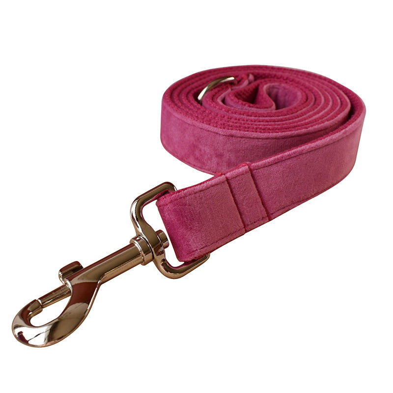 Rose Red Velvet Dog Collar Bow Tie and Leash