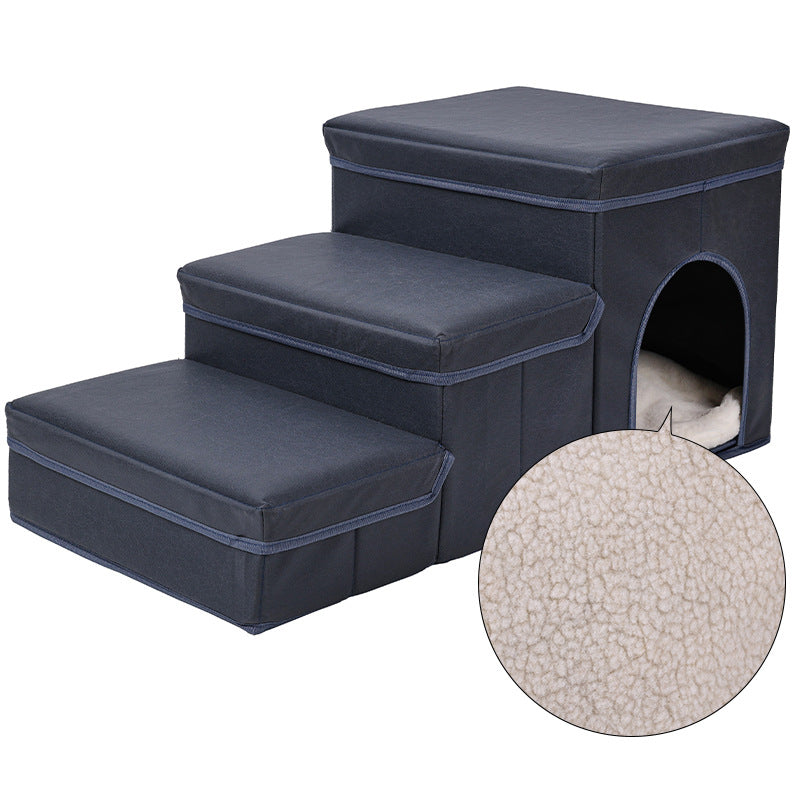 Cat Kennel Cage with Dog Stairs Upper Bed