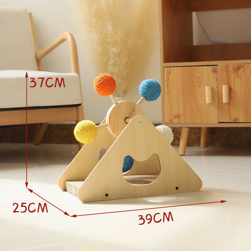 Solid Wood Rotary Ferris Wheel Cat Scratch Board